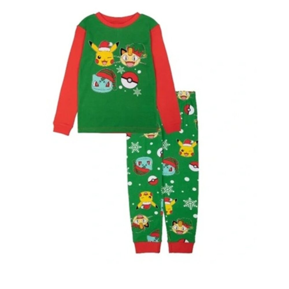 Pokemon Christmas Pajamas Boys Size 10 Cotton Set Holiday Pikachu Shirt Pants